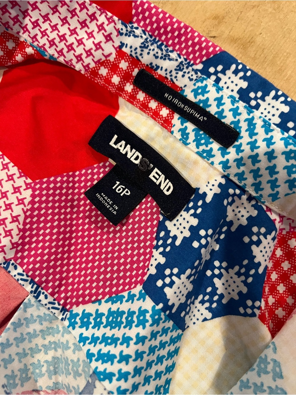 Land’s End print camp shirt, women’s 16P - Picture 2 of 4